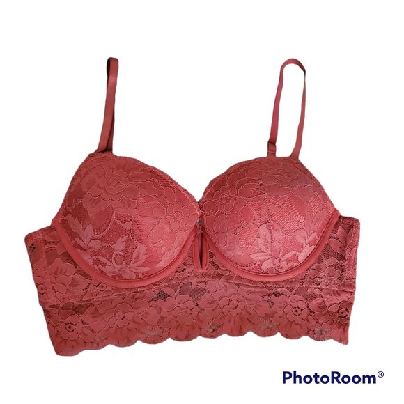 Marilyn Monroe Women's Full-Coverage Longline Lace Bra Rose Bisque Pink Size 36C - Picture 2 of 10